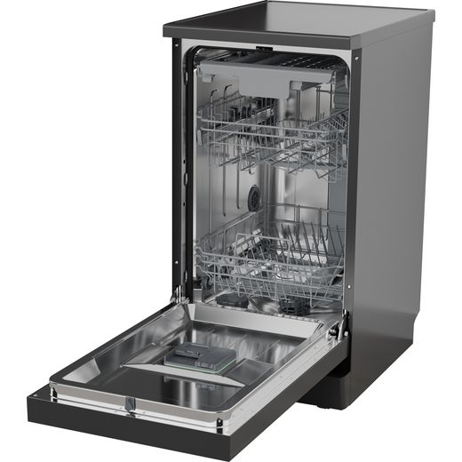 Hisense Slimline Dishwasher - Black - left perspective door open